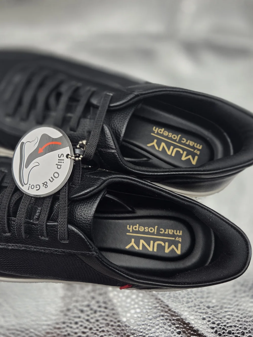 Marc Joseph Black Mesh & Leather Low-Top Sneakers with White Sole